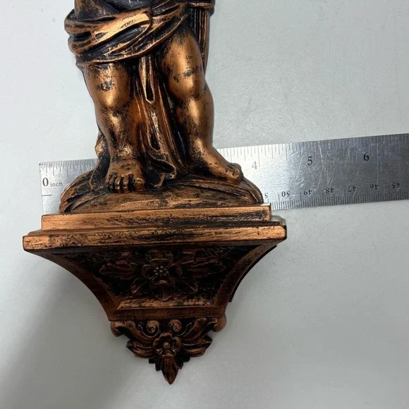 Set of 2 vintage Coppercraft Guild Syroco Cherub wall sconces - Picture 11 of 11